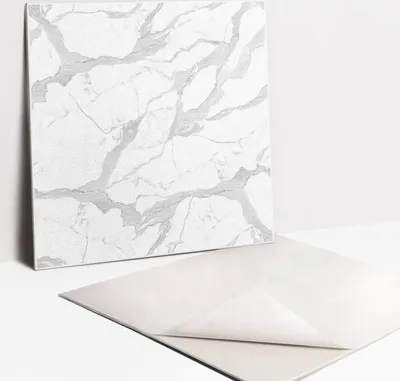 Produktbild von Weißer Marmor – Selbstklebende Wandfliesen – PVC Wandpaneele – Vinyl Wandverkleidung – Dekopaneele selbstklebend – Wanddeko selbstklebend – 9 Stück 30x30 cm