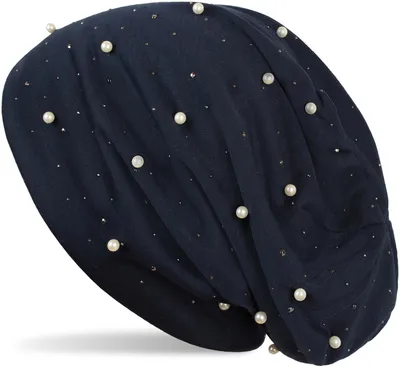 Produktbild von styleBREAKER Beanie Mütze mit Perlen und Strass Nieten, Slouch Longbeanie, Damen 04024140