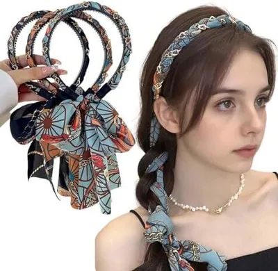 Produktbild von 3 breite Haarreifen für Damen mit Schleife, Stirnbänder im Rockabilly- und Vintage-Stil, Haarbänder und Kopfschmuck für Mädchen und Frauen
