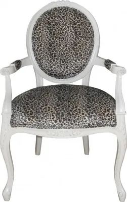 Produktbild von Casa Padrino Barock Esszimmer Stuhl mit Armlehnen Mod2 Leopard / Creme - Barock Möbel