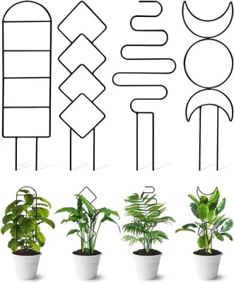 Produktbild von Klimplantenrek für Innenräume, kleines Pflanzenregal für Außen, metallenes Gartenregal, Pflanzenstütze mit verschiedenen Mustern für Kletterpflanzen (schwarz)