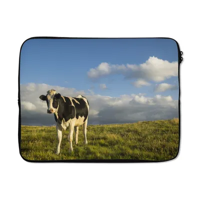 Produktbild von MuchoWow® Laptop Hülle 15 Zoll Kuh - Schwarz - Weiß - Gras Laptoptasche - Laptoptasche - Sleeve - Rundum-Schutz