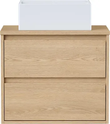 Produktbild von Waschbeckenunterschrank hängend mit Aufsatzwaschbecken - 60 cm - Eichenholzfurnier - MILIPAM