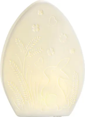 Produktbild von LED-Deko-Osterei - 14,5 x 19,3 cm - Weiß - Porzellan - batteriebetrieben