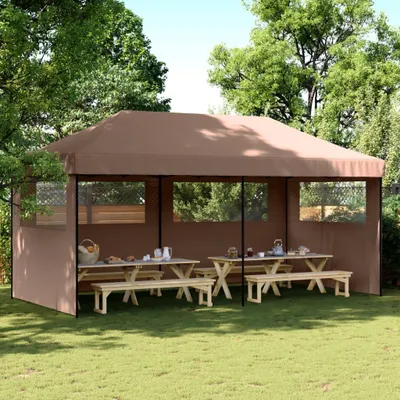 Image de Maison Exclusive - Tente de réception pliable Pop-Up avec 3 panneaux latéraux, marron