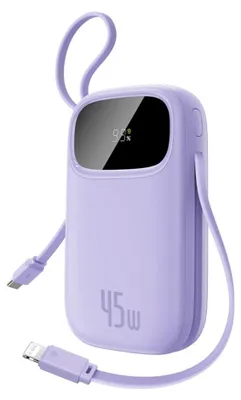 Obrázok produktu pre Baseus – Power Bank EnerFill FC31 Qpow 3 powerbanka s USB-C/Lightning káblami 10000 mAh 45W s digitálnym displejom – fialová nebula