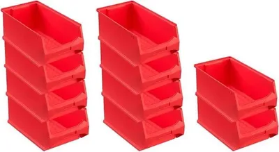 Produktbild von SparSet 10x Rote Sichtlagerbox 4.0 | HxBxT 15x20x35cm | 7,2 Liter | Sichtlagerbehälter, Sichtlagerkasten, Sichtlagerkastensortiment, Sortierbehälter