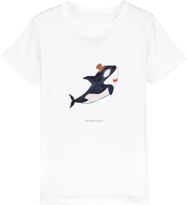 Produktbild von Mr. & Mrs. Panda Kleinkinder T-Shirt Orca Zylinder 9-11 Jahre (134/146) - Weiß - Geschenk, Teenager, Glückwunsch, Kinder, Meer, Öko, Feier, Kindershirt, Fest, Geburtstag