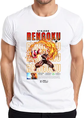 Produktbild von Rengoku Kyojuro Kimetsu no Yaiba Flamme Hashira Anime Geschenk Herren T-Shirt, Weiß, S