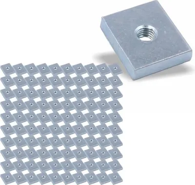Produktbild von 100x Nutenstein | Gewindeplatte 19x16x4 mm M5 Gewinde mittig | Stahl galvanisch verzinkt