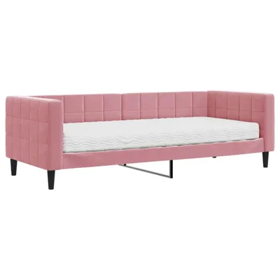 Zdjęcie produktu dla vidaXL Leżanka z materacem różowa 80x200 cm aksamitna