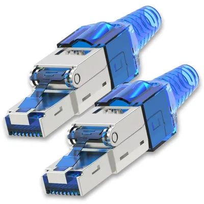 Produktbild von NEXMEX 2x Netzwerkstecker Cat 7 CAT7 RJ45 Stecker Werkzeuglos Metall 10GBit/s