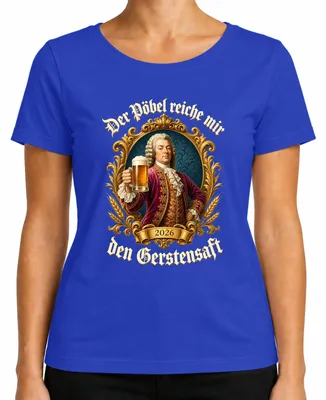 Imagen del producto de "La plebe, ofrézcanme el néctar de la cebada", camiseta para mujer, diseño "Adel Barock", color azul, talla XXL