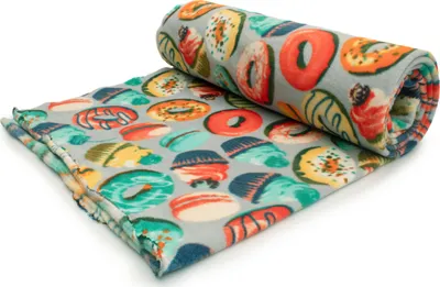Immagine prodotto di Tessuto in pile DTY stampato (250 g), ciambelle, grigio, 50 x 160 cm