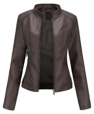 Obrázek produktu pro Dámská bomber bunda z umělé kůže se zapínáním na zip