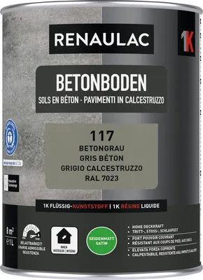 Produktbild von RENAULAC Betonbodenfarbe seidenmatt betongrau 1 l