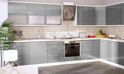 Immagine prodotto di Mobile cucina 380x170cm bianco / fenstergau laccato lucido Mobile cucina completo moderno