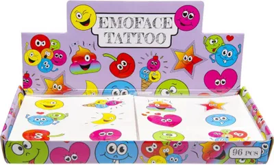 Produktbild von Tattoos mit "Smiley-Motiv" für Kinder im Display