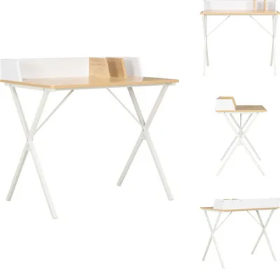 Image de vidaXL Bureau blanc et naturel 80x50x84 cm - Bureaux