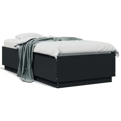 Zdjęcie produktu dla Rama łóżka z LED czarna 90x190 cm materiał drewnopochodny