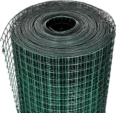 A roll of green wire mesh fencing.