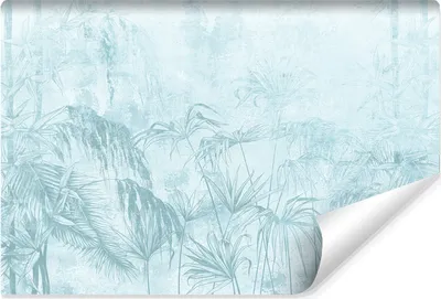 Produktbild von Muralo Selbstklebende Fototapete blaue BLÄTTER Beton tropische Pflanzen Abstraktion Br. 520cm x Hö. 318cm