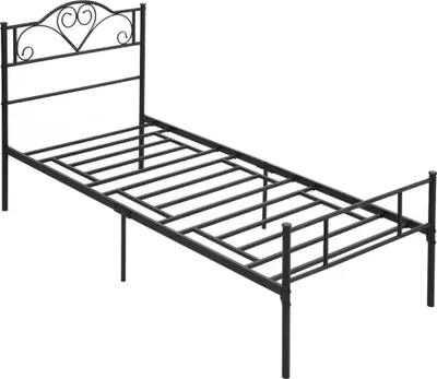 Produktbild von Bett90x200cmStahlmitLattenrost,Kopf-undFußteil,31cmhochSchwarz