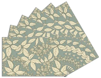 Produktbild von Wallario Frühstücksbrettchen 6er Set aus Glas, je 14 x 23 cm, mit rutschfesten Füßen, Motiv Blätter und Blüten auf Grün
