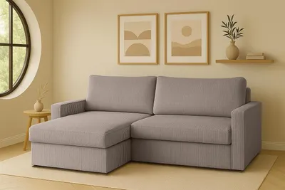Produktbild von Kaiser Möbel Ecksofa mit Schlaffunktion und Bettzeugablage LUBEKA, Stoff Poso Dunkelbeige Links