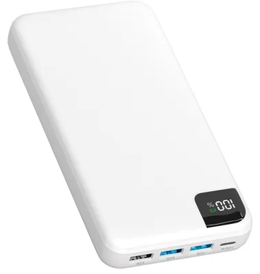 Productafbeelding van Strex Powerbank Wit - 27.000 mAh - 22.5W Snellader - USB-A/USB-C - LED Indicatie - Universele Powerbank geschikt voor o.a. iOS/Android