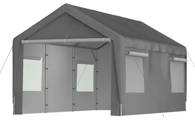 Produktbild von Carport Garage Zelt 3 x 6 m, Winterfestes Lagerzelt mit Abnehmbaren Seitenwänden und Dach, Rollfenstern und Stahlrahmen für Auto, SUV, Gartengeräte