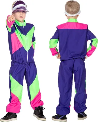 Image de Survêtement enfant violet-vert-rose des années 80 128