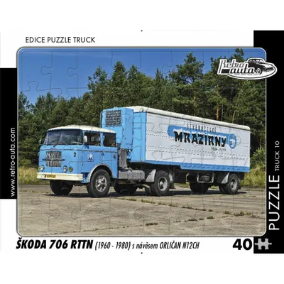 Obrázok produktu pre Puzzle TRUCK 10 - Škoda 706 RTTN (1960 - 1980) s prívesom Orlican N12CH 40 dielikov