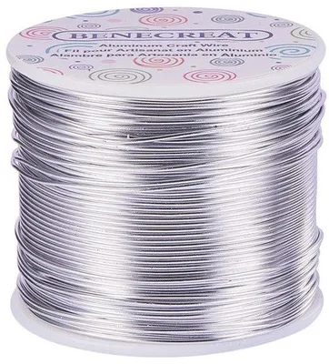 Productafbeelding van Aluminiumdraad, 2 mm, geanodiseerd, zilverkleurig, geschikt voor vakmensen en sieradenmakers, 116 meter