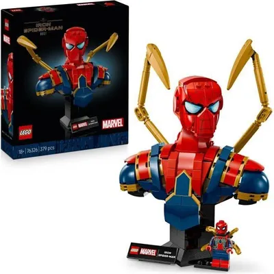 Immagine prodotto di LEGO Marvel Iron Spider-Man Busto 76326, 379 pezzi, set di costruzione per adulti, oggetto da collezione, con minifigure, braccia mobili