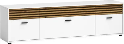 Produktbild von TV Lowboard - 180 x 50 cm - 2 Türen - 3 Schubladen - 1 Klappe - Evoke Eiche Nachbildung - Weiß matt