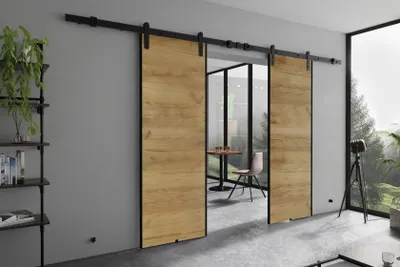 Produktbild von KIER FURNITURE AURA DUO – Schiebetür Komplettset – 152x205x1,6 cm - Eiche Craft