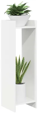 Immagine prodotto di vidaXL Portavasi con ripiano, bianco, 30 x 30 x 100 cm, materiale a base di legno