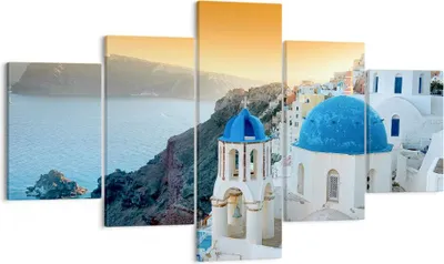 Produktbild von Bild auf Leinwand - Leinwandbild - Santorini Griechenland Urlaub Insel - 125x70cm - Wand Bild - Wanddeko - Leinwanddruck - Bilder - Kunstdruck - Leinwand bilder - Wandkunst - EA125x70-2529
