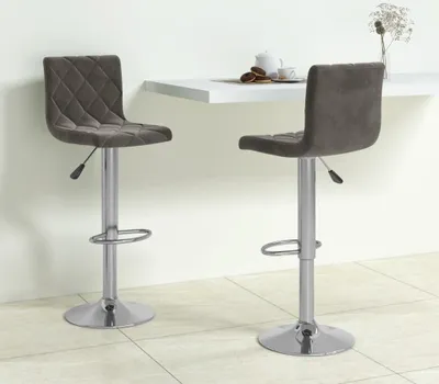 Image de The Living Store Tabouret de bar 2 pcs. Velours gris foncé