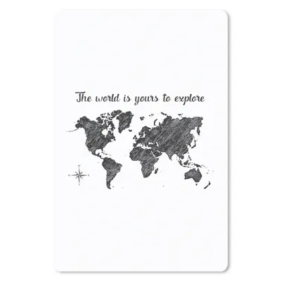 Produktbild von MuchoWow® Mauspad Mousepad Weltkarte - Zitate - Schwarz - Weiß 18x27 cm - Mousepads - Maus Mat - Pad - Mausunterlage