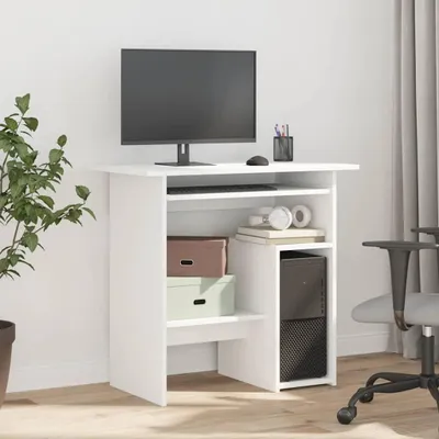 Image de vidaXL Bureau blanc 80x45x74 cm bois composite