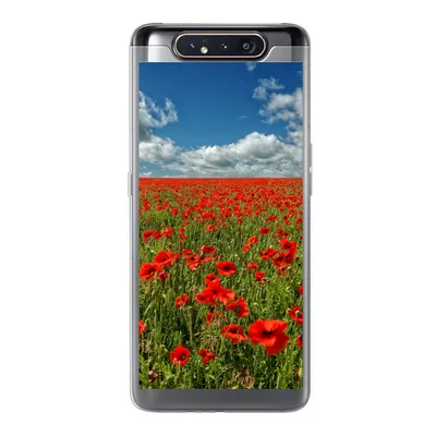 Produktbild von MuchoWow® Handyhülle Schutzhülle Hülle für Samsung Galaxy A80 Schneeweiße Wolken über einem Mohnblumenfeld Silikon Softcase Handy Hülle - Schutzdeckel