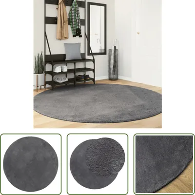 Produktbild von The Living Store Teppich HUARTE Kurzflor Weich und Waschbar Anthrazit Ø 200 cm