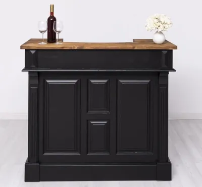 Obrázek produktu pro Casa Padrino barový pult ve venkovském stylu černý / hnědý 120 cm - Barový nábytek