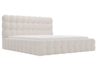 Produktbild von GRAINGOLD Polsterbett 160x200 Twist - Bouclé-Stoff - Polsterbett mit Bettkasten - Doppelbett mit Lattenrost - Creme (Anthology 01)