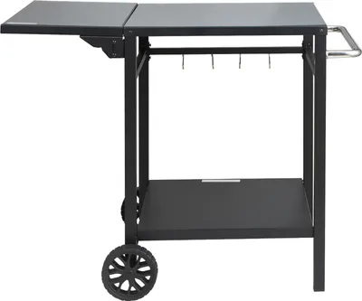 Produktbild von SucceBuy Outdoor-Grill-Esswagen, 2-Regal-Grill-Vorbereitungstisch, klappbare Eisenplatte, tragbarer modularer Wagen für Pizzaofen, Arbeitstisch mit Rädern und Tragegriff