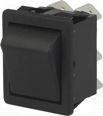 Immagine prodotto di 1 interruttore unipolare, colore nero, posizione 2, 16A/250VAC, senza indicazione di modello, tipo a levetta