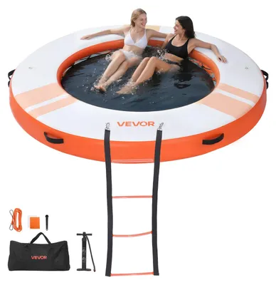 Produktbild von VEVOR Aufblasbarer Schwimmdock, 15 x 6FT Aufblasbare Dockplattform, Rutschfeste Wasser-Schwimmdockmatte mit Tragetasche & Abnehmbarer Leiter, Schwimmplattform Insel Floß für Pool Strand Ozean
