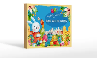 Produktbild von Holzschild Ostern Ostergrüße 18x12 cm BAD WILDUNGEN Geschenk